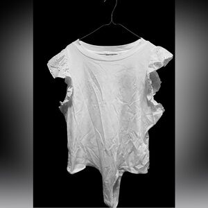 CELEBRITY PINK White Body Suit with Ruffles